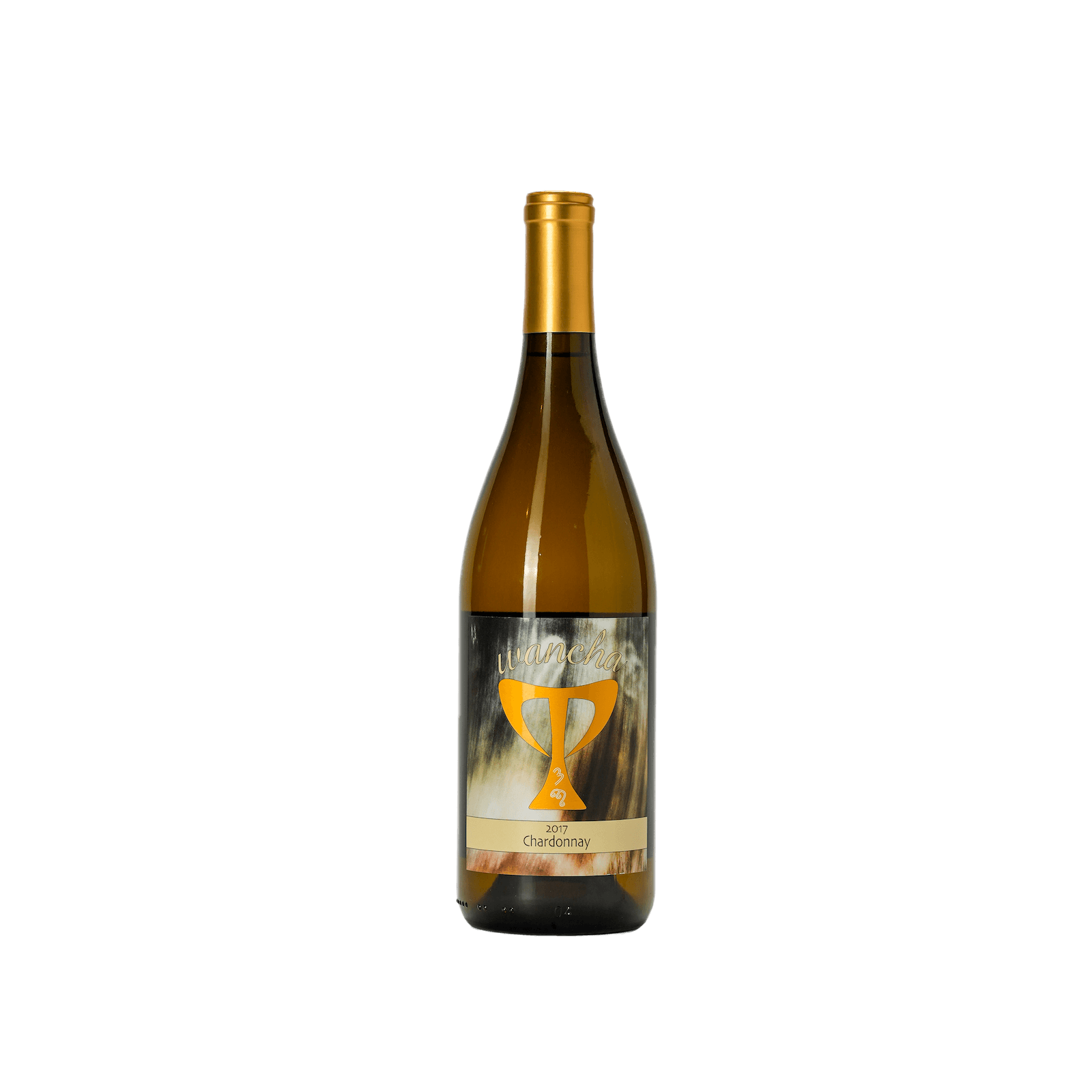 Top down photo of Wancha Grape Wine 2017 Chardonnay Wine with white grapes, green apples and flowers.