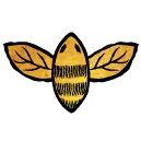 Hand drawn bee logo in gold and black.