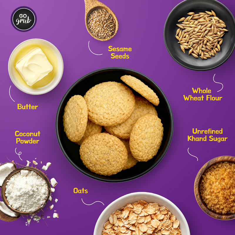 Sesame Coconut Oat Cookies - No White Flour, No Refined Sugar | High-Protein Snack