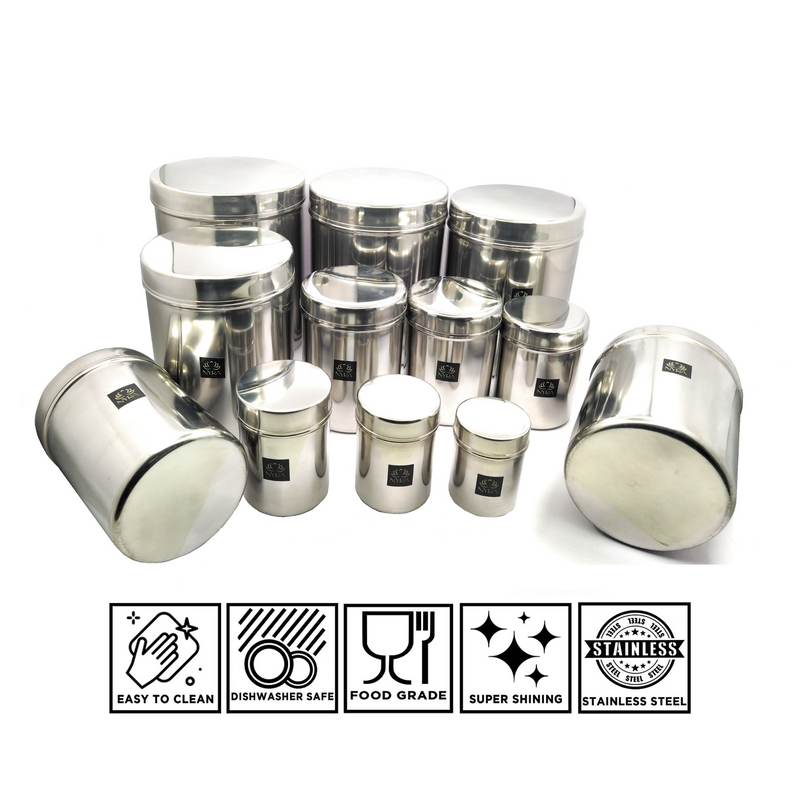 Stainless-Steel Cylindrical Shaped Deep Storage Box Containers – Kitchenware