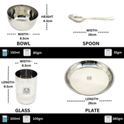 Stainless Steel Premium Thali/Dinner Set of 5pcs