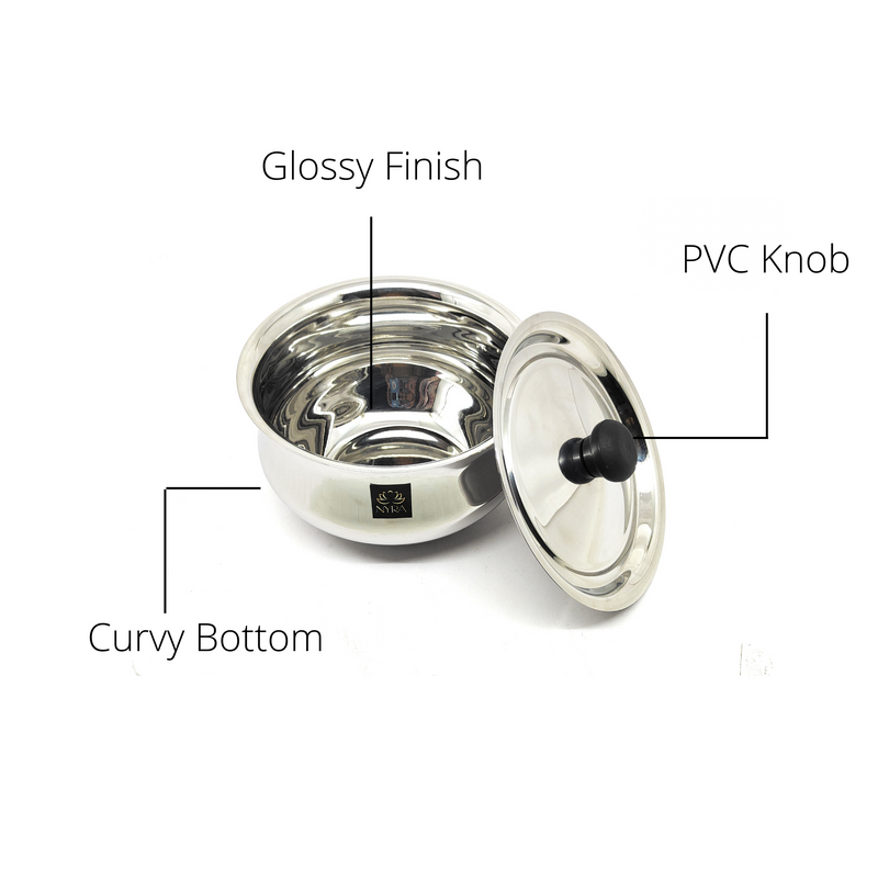 Stainless Steel Pulao Handi with Lid and PVC Knob – Cooking Handi