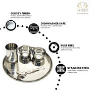 Stainless Steel Premium Thali/Dinner Set of 7-Pieces 