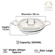 Triply Stainless Steel Kadai with Lid – Cooking Kadhai