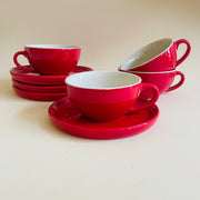 The Bold Red Cappucino Cup Saucer Set