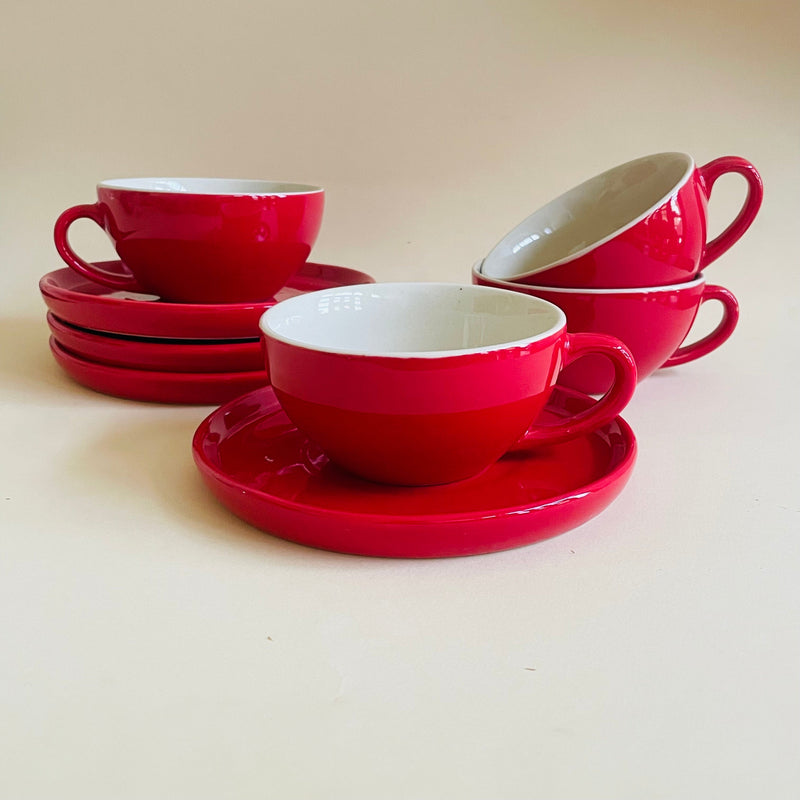 The Bold Red Cappucino Cup Saucer Set