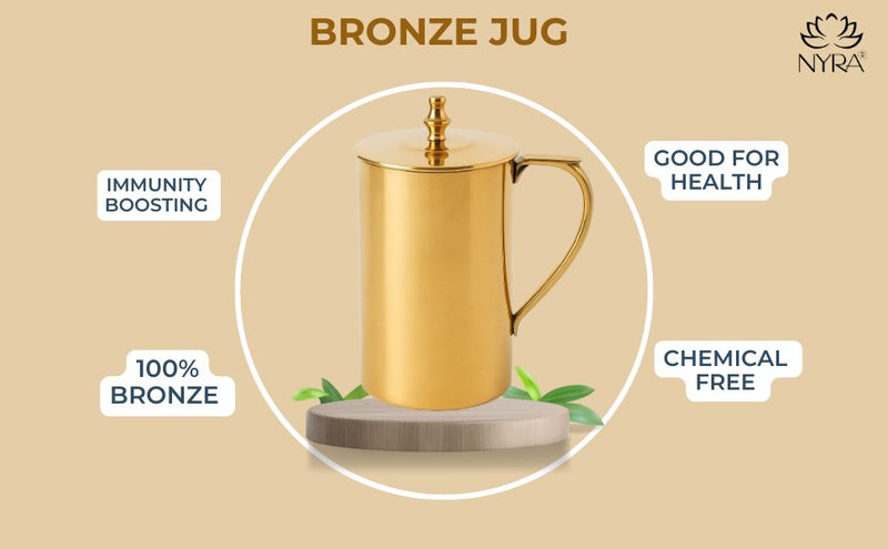 Pure Bronze (Kansa) Water Jug with Lid – Kitchen Utensil