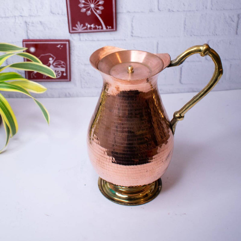 Copper Water Curved Jug: Traditional Design ‰ÛÒ Copper Water Jug