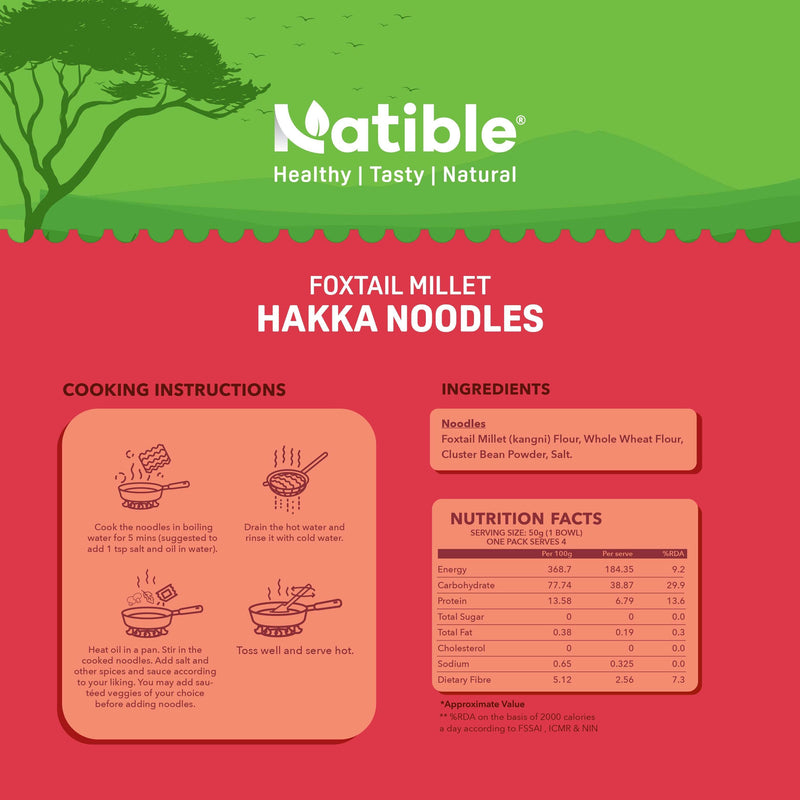 Natible Foxtail Millet Hakka Noodles Variety Pack – Millet Based Instant Noodles (6.35 oz)