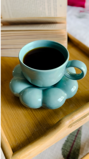 The Blossom Tea Cup Saucer Sea Green
