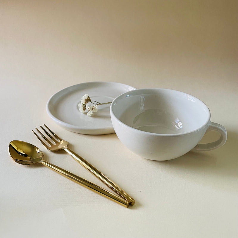 The Blanche Latte Cup Saucer Set 320ml