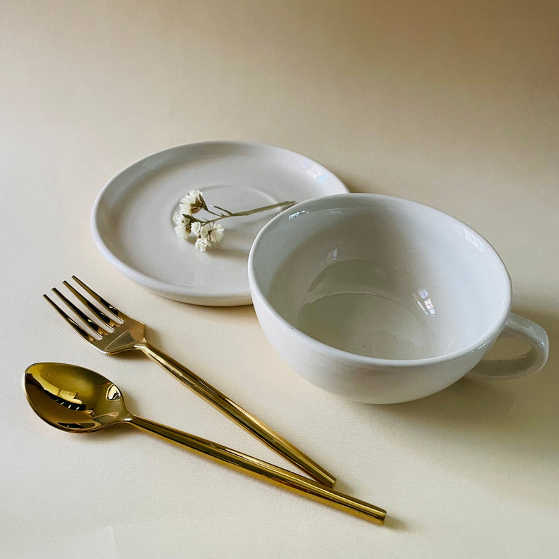 The Blanche Latte Cup Saucer Set 320ml