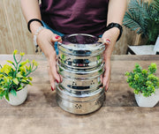 Stainless Steel Round Dibbi/Dabba – Kitchen Utensil