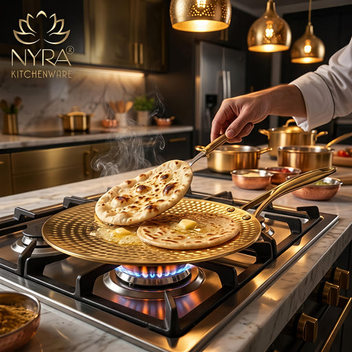 nyra-kitchenware-premium-brass-hammered-tawa-griddle-roti-pan
