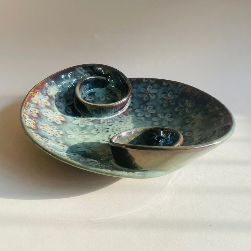 Olive Double Spiral Ceramic Serving Platter