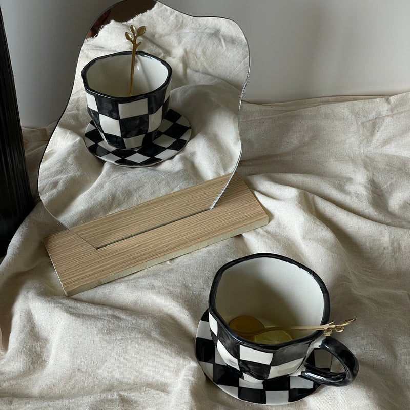 The Black Checkered Cup Saucer