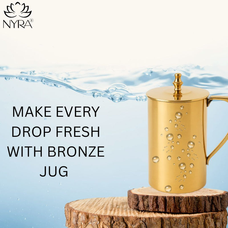 Pure Bronze (Kansa) Water Jug with Lid – Kitchen Utensil