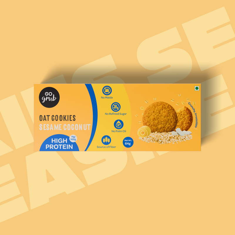 Sesame Coconut Oat Cookies - No White Flour, No Refined Sugar | High-Protein Snack