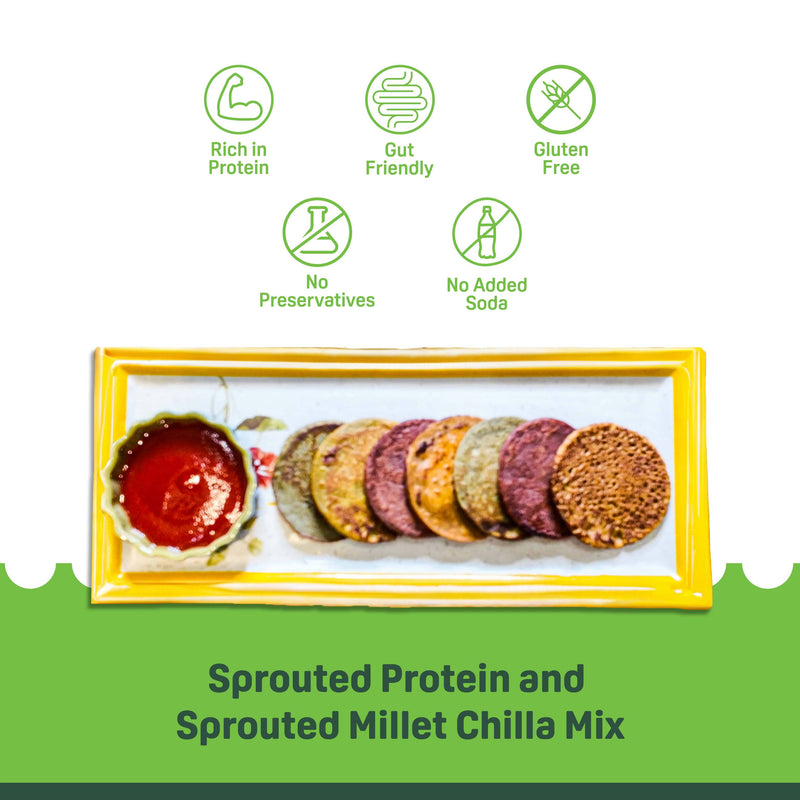 Natible Variety Pack - Sprouted Protein and Sprouted Millet Chilla Mix – Savory Indian Pancake Mix (Pack of 3)