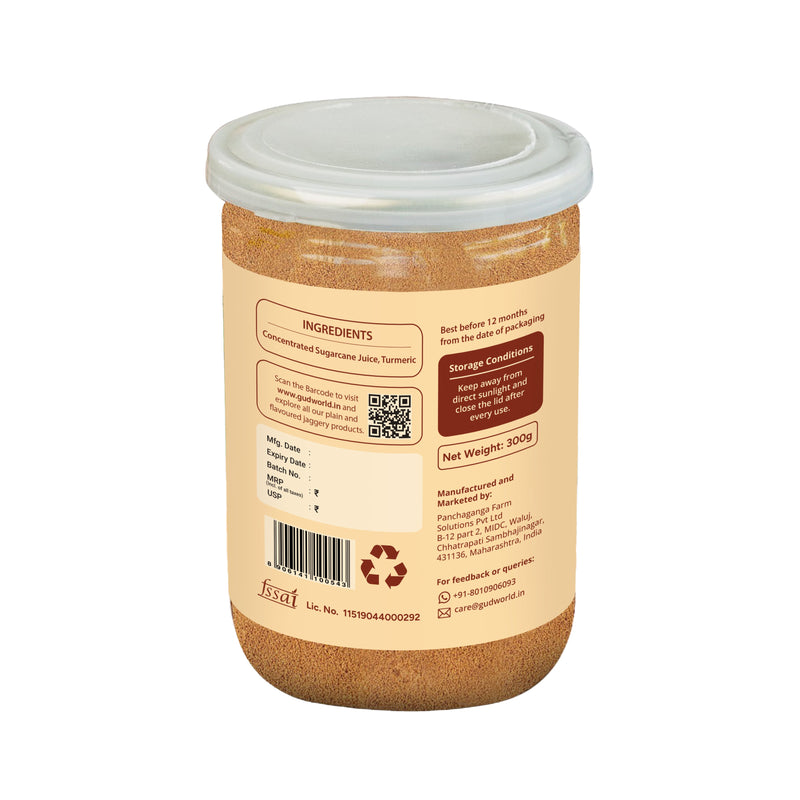 Gudworld Turmeric Jaggery Powder – Golden Herbal Cane Sweetener (10.58 oz)