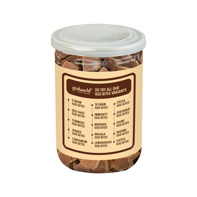 Gudworld Turmeric Jaggery Bites – Herbal Cane Sugar Candy (10.58 oz)