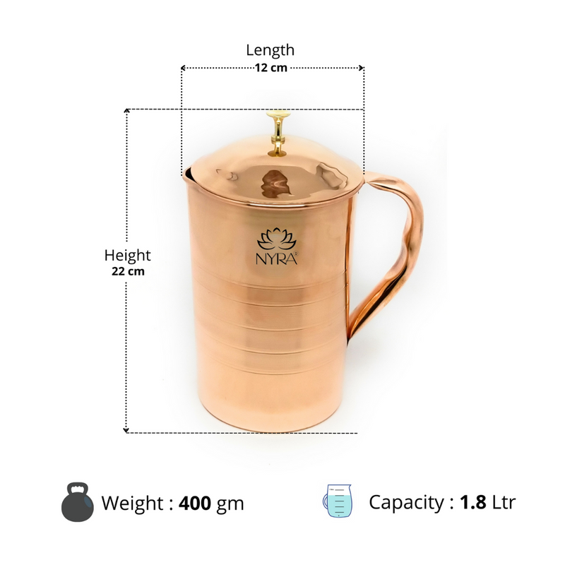 Pure Copper/Tamba Water Jug with Lid – Kitchen Utensil