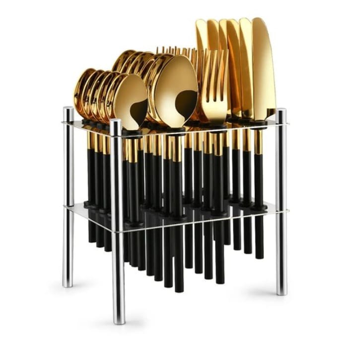 Set Di Posate A Set Of 24 Pieces With Stand