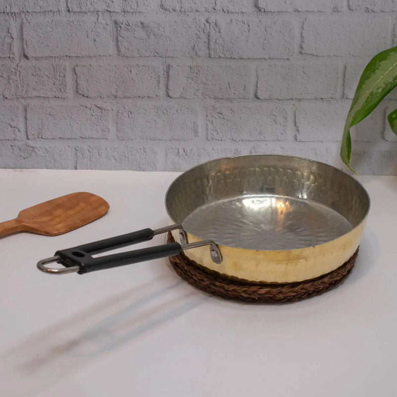 Brass Fry Pan with Heat Resistant long handle ‰ÛÒ Cooking Pan