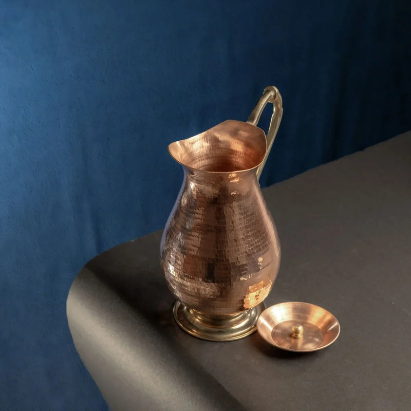 Copper Water Curved Jug: Traditional Design ‰ÛÒ Copper Water Jug