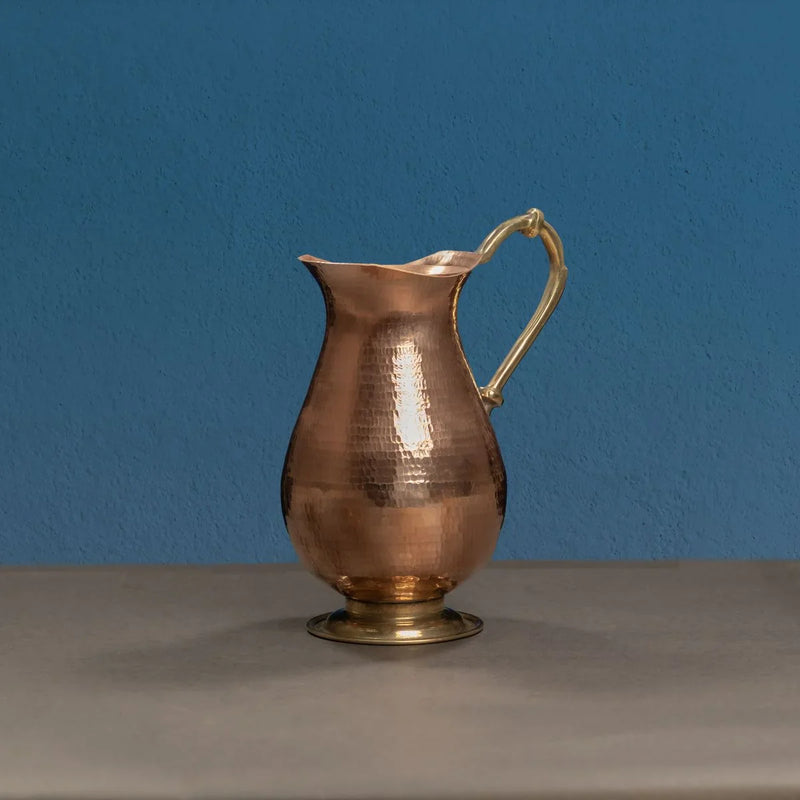 Copper Water Curved Jug: Traditional Design with 4 Glasses – Copper Water Jug
