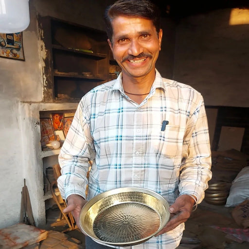 Rakesh Ji Ka Brass Paraat - Medium 10" (Without Tin Coating) ‰ÛÒ Brass Dough Mixing Plate