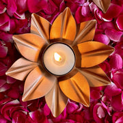 Nurture India Rose Gold Lotus Tealight Holder 2-Piece Set