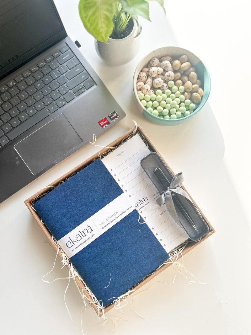 ekatrahandmade-sustainable-productivity-gift-hamper-by-ekatra-indigo-stripes