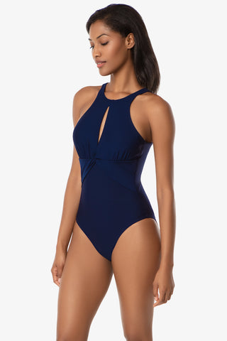High Neck One-Piece  |  Navy