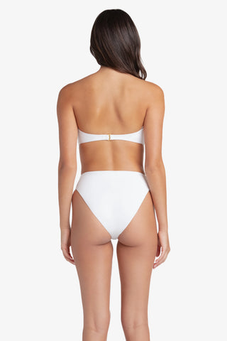 hook back tortoise bandeau shirred bottom textured white 2