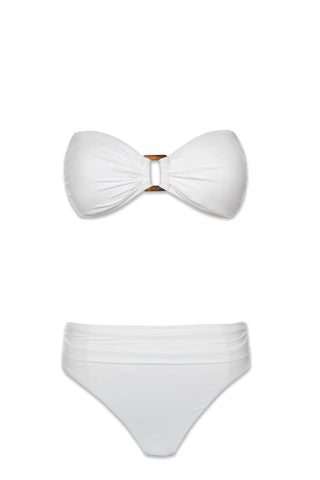 hook back tortoise bandeau shirred bottom textured white 8
