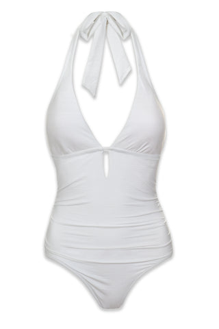 kara key hole one-piece textured white 6