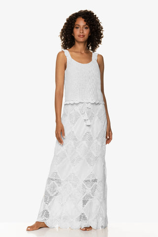 Scallop Crochet Maxi Skirt/Bandeau Dress  |  White