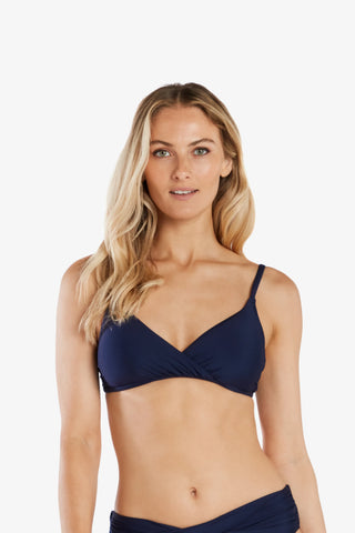 helen jon shirred crossover bra navy 1