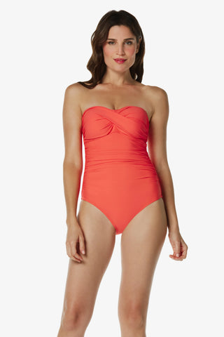 helen jon twist bandeau one piece coral 1