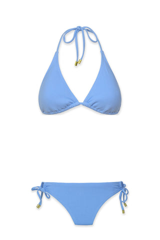 String Bikini Top  |  Chevron Textured Peri Blue