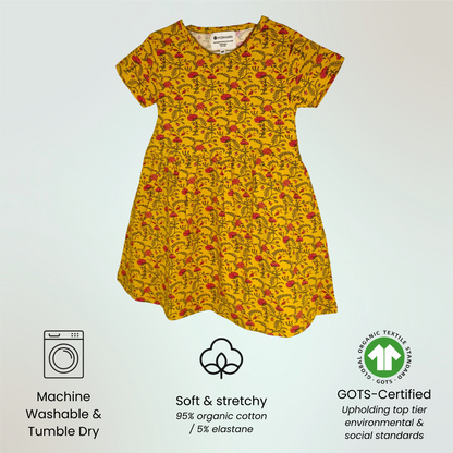 Toddler Organic Cotton Summer Dress | 18M, 2T, 3T | Basanti Sunshine Yellow
