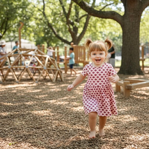 Toddler Organic Cotton Summer Dress | 18M, 2T, 3T | Gulabi Bloom in Red & Pink