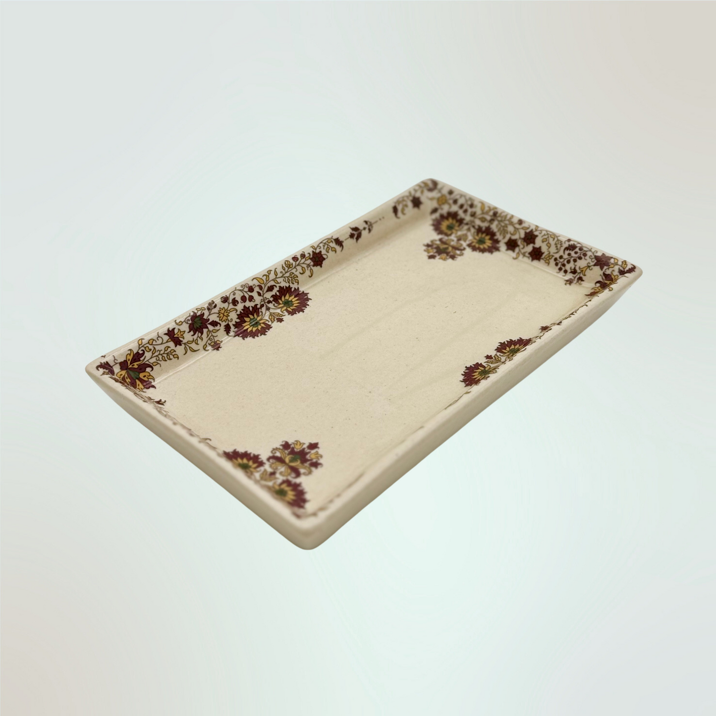 Handcrafted Ceramic Serving Tray | 8x4" Kulhad Platter | Microwave-Safe Chai Mug Tray in Gift Box