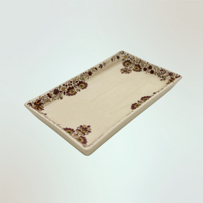 Handcrafted Ceramic Serving Tray | 8x4" Kulhad Platter | Microwave-Safe Chai Mug Tray in Gift Box