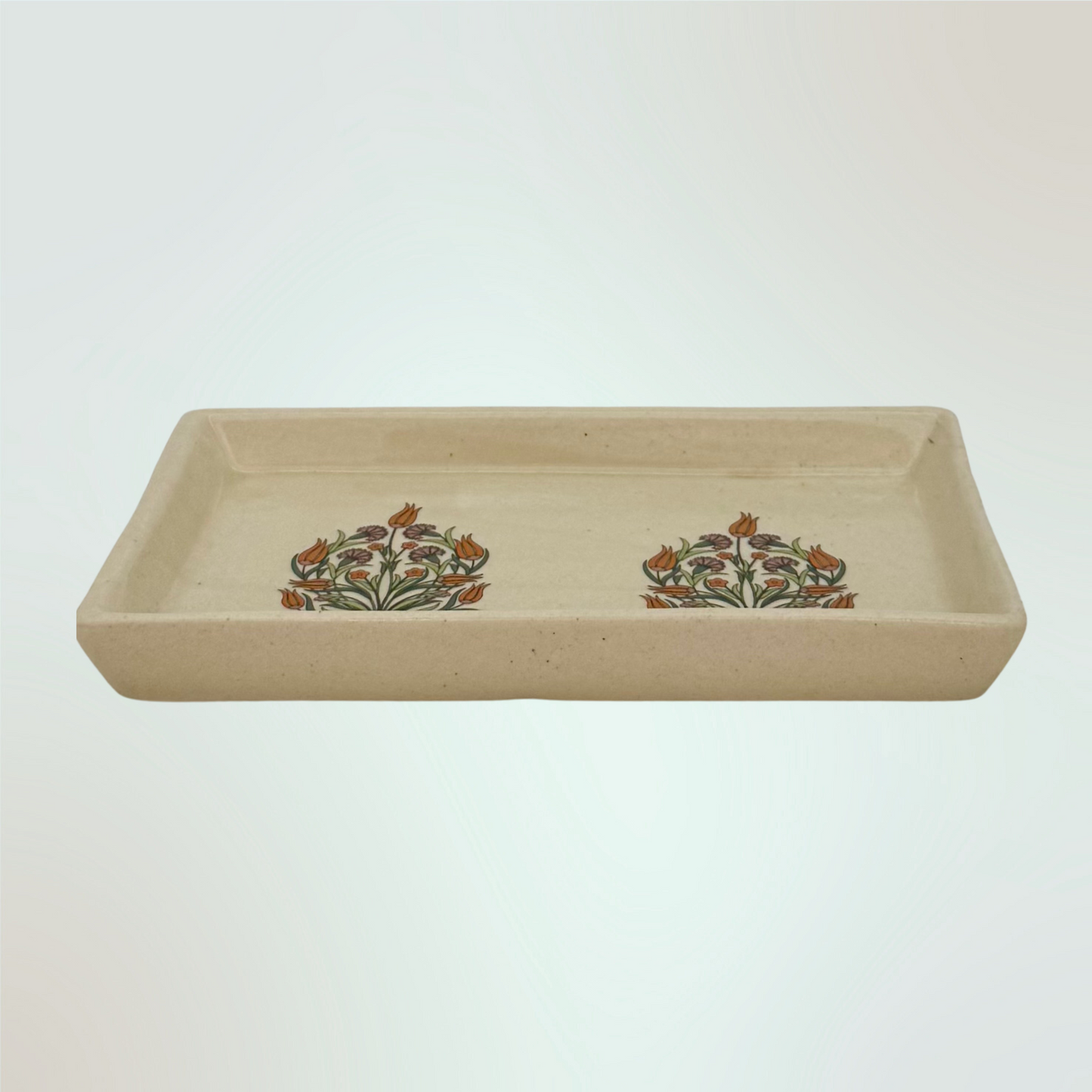 Handcrafted Ceramic Serving Tray | 8x4" Kulhad Platter | Microwave-Safe Chai Mug Tray in Gift Box